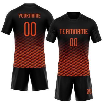 Custom Black Orange Geometric Shape Sublimation Volleyball Uniform Jersey