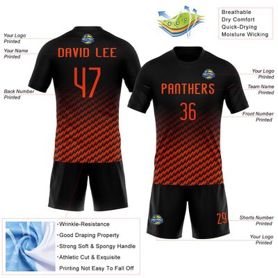 Custom Black Orange Geometric Shape Sublimation Volleyball Uniform Jersey