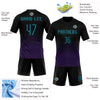 Custom Black Teal-Purple Geometric Shape Sublimation Volleyball Uniform Jersey