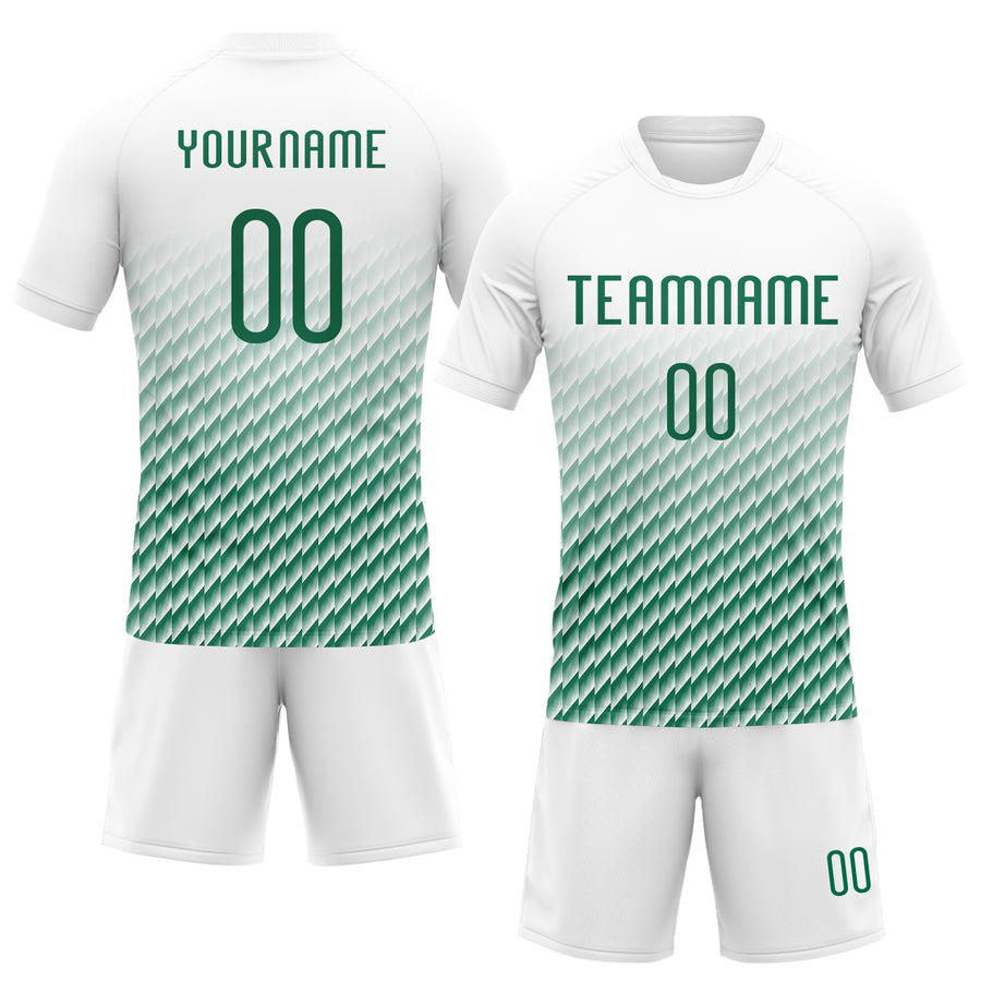 Custom White Kelly Green Geometric Shape Sublimation Volleyball Uniform Jersey