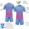 Custom Light Blue Pink Geometric Shape Sublimation Volleyball Uniform Jersey