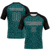 Custom Teal Black-White Geometric Shape Sublimation Volleyball Uniform Jersey