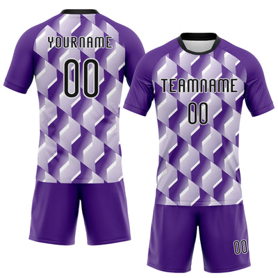 Custom Purple Black-White Geometric Shape Sublimation Volleyball Uniform Jersey