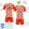 Custom Orange Black-White Geometric Shape Sublimation Volleyball Uniform Jersey