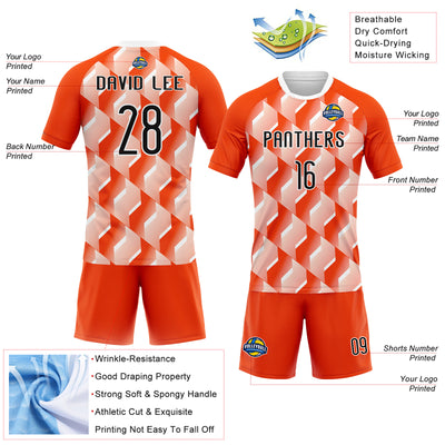 Custom Orange Black-White Geometric Shape Sublimation Volleyball Uniform Jersey