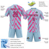 Custom Light Blue Pink-Black Fluid Sublimation Volleyball Uniform Jersey