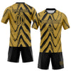 Custom Old Gold Black Fluid Sublimation Volleyball Uniform Jersey