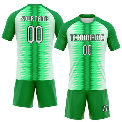 Custom Kelly Green White-Black Abstract Lines Sublimation Volleyball Uniform Jersey