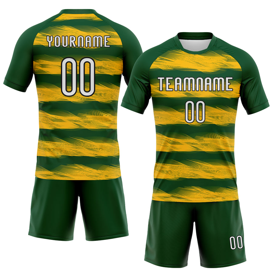 Custom Green Yellow-Black Abstract Lines Sublimation Volleyball Uniform Jersey