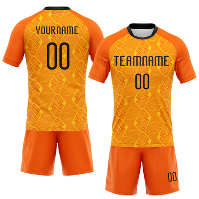 Custom Orange Black-Yellow Geometric Shape Sublimation Volleyball Uniform Jersey