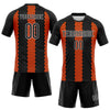 Custom Black Orange-White Geometric Shape Sublimation Volleyball Uniform Jersey