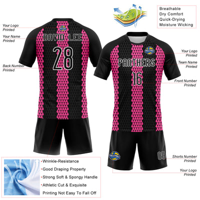 Custom Black Pink-White Geometric Shape Sublimation Volleyball Uniform Jersey