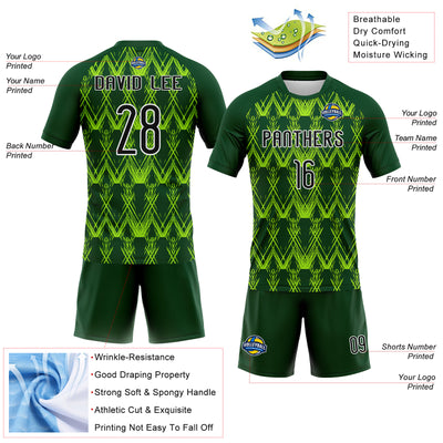 Custom Green Black-Neon Green Abstract Shape Sublimation Volleyball Uniform Jersey