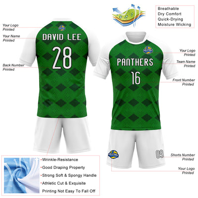 Custom Kelly Green White-Black Geometric Shape Sublimation Volleyball Uniform Jersey