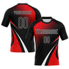 Custom Black Red-White Lines And Dots Sublimation Volleyball Uniform Jersey