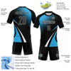 Custom Black Sky Blue-White Lines And Dots Sublimation Volleyball Uniform Jersey