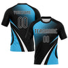 Custom Black Sky Blue-White Lines And Dots Sublimation Volleyball Uniform Jersey