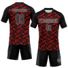 Custom Fire Red Black-White Geometric Shape Sublimation Volleyball Uniform Jersey