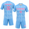 Custom Powder Blue Pink-White Lines Splatter Art Sublimation Volleyball Uniform Jersey