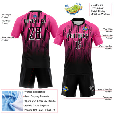 Custom Pink Black-White Lines Sublimation Volleyball Uniform Jersey