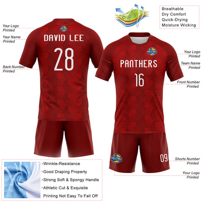 Custom Red White Geometric Shape Sublimation Volleyball Uniform Jersey