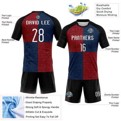 Custom Black Red-Royal Geometric Shape Sublimation Volleyball Uniform Jersey