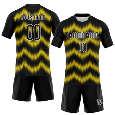 Custom Black Gold-White Zigzag Sublimation Volleyball Uniform Jersey