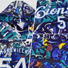 Custom Stitched Graffiti Pattern White-Royal 3D Sports Pullover Sweatshirt Hoodie