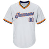 Custom White Blue Navy-Orange Authentic Throwback Rib-Knit Baseball Jersey Shirt