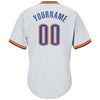 Custom White Blue Navy-Orange Authentic Throwback Rib-Knit Baseball Jersey Shirt