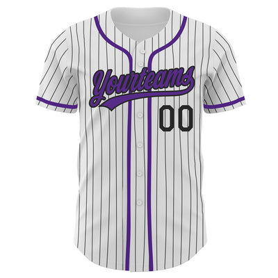 Custom Gray Purple Pinstripe Purple-Black Authentic Baseball Jersey