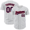 Custom White Navy Pinstripe Navy-Red Authentic Baseball Jersey