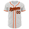 Custom White Brown Pinstripe Brown-Orange Authentic Baseball Jersey