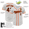 Custom White Brown Pinstripe Brown-Orange Authentic Baseball Jersey