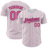 Custom White (Black Pink Pinstripe) Pink-Black Authentic Baseball Jersey