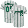 Custom White (Black Kelly Green Pinstripe) Kelly Green-Black Authentic Baseball Jersey