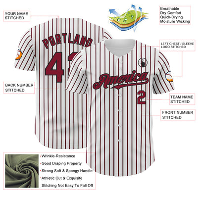 Custom White (Black Crimson Pinstripe) Crimson-Black Authentic Baseball Jersey