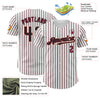 Custom White (Black Crimson Pinstripe) Black Crimson-Cream Authentic Baseball Jersey