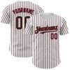 Custom White (Black Crimson Pinstripe) Black Crimson-Cream Authentic Baseball Jersey