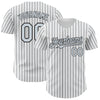 Custom White (Black Silver Pinstripe) Silver-Black Authentic Baseball Jersey