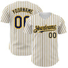 Custom White (Navy Gold Pinstripe) Navy-Gold Authentic Baseball Jersey