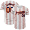 Custom White (Navy Orange Pinstripe) Navy-Orange Authentic Baseball Jersey