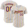 Custom White (Purple Gold Pinstripe) Purple-Gold Authentic Baseball Jersey