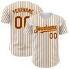 Custom White (Burgundy Gold Pinstripe) Burgundy-Gold Authentic Baseball Jersey