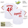 Custom White Red Mesh Authentic Throwback Baseball Jersey