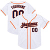 Custom White Navy-Orange Mesh Authentic Throwback Baseball Jersey