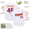 Custom White Purple-Orange Mesh Authentic Throwback Baseball Jersey