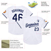 Custom White Navy Mesh Authentic Throwback Baseball Jersey