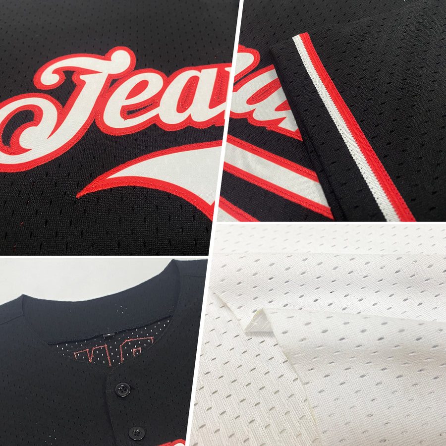 Custom White Black Mesh Authentic Throwback Baseball Jersey