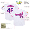 Custom White Purple-Pink Mesh Authentic Throwback Baseball Jersey